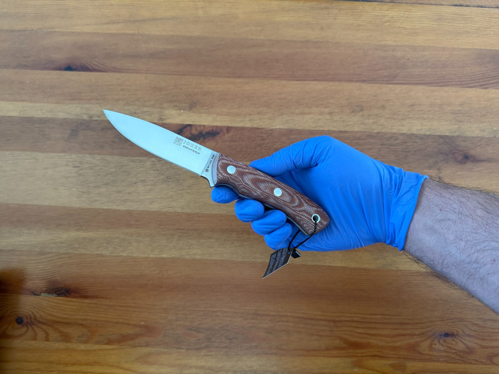 Joker Pantera Bushcraft Knife Brown Micarta Handle Black Sheath Lanyard Hole