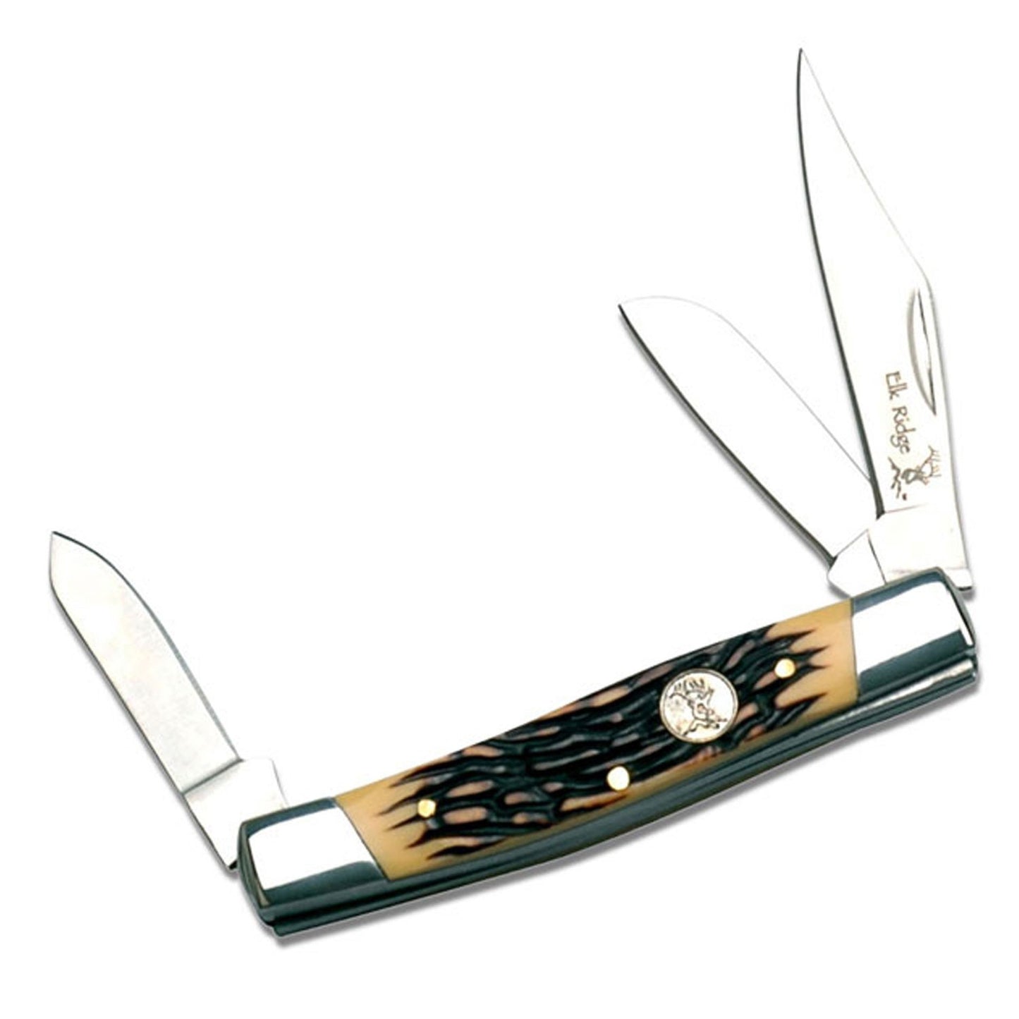 Elk Ridge Gentleman’s Knife – Faux Jig Bone Handle - 3 Blades Pocket Knife