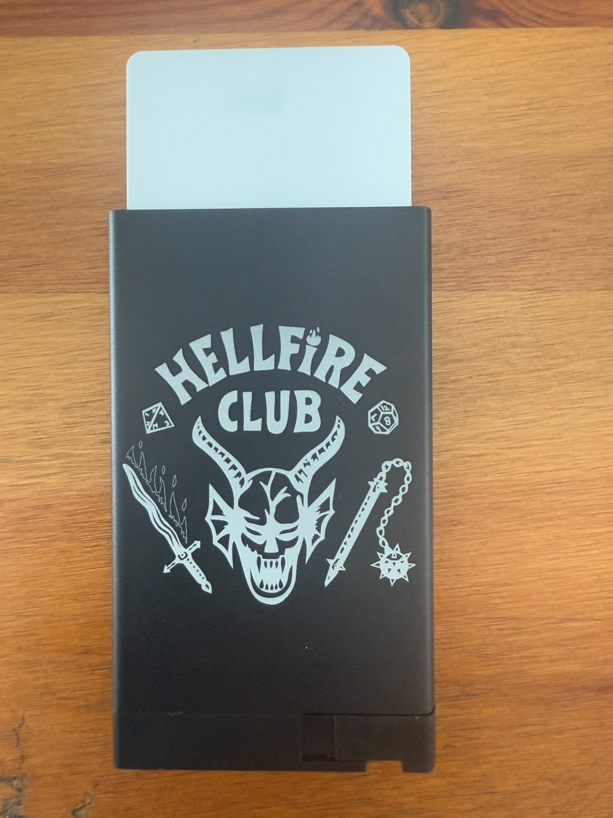 Hellfire Club Pop Up Wallet Brown Leather Credit Card Holder and Cash Aluminum
