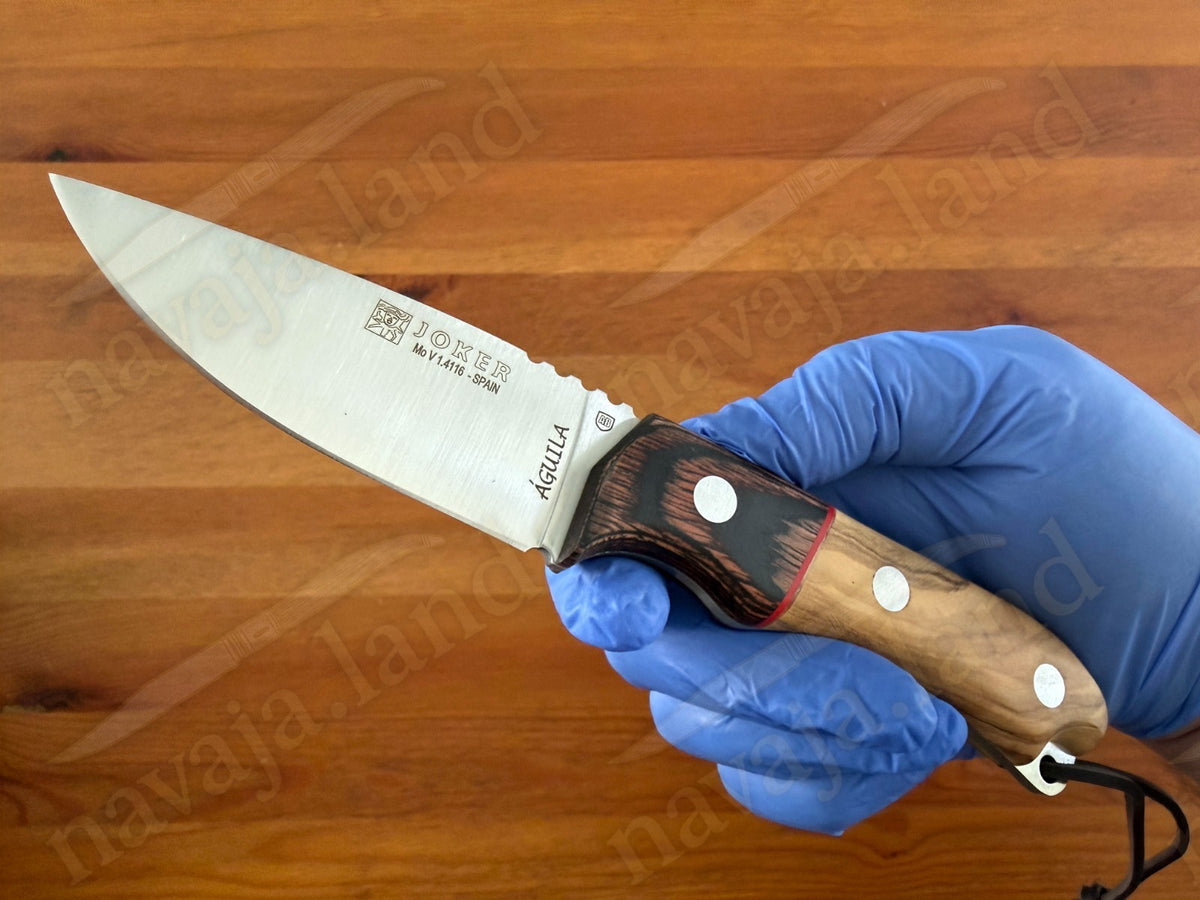 Joker Aguila Bushcraft Knife 3.35” MOVA Blade Olive Wood & Rosewood Handle