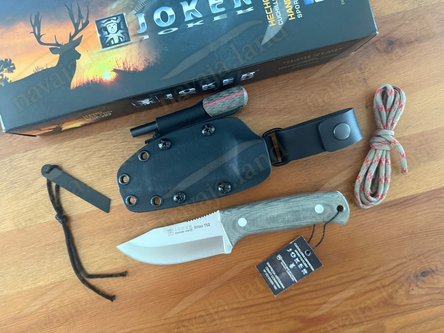 Joker Erizo TS2 Survival Knife 3.7” N695 Steel Blade Kydex Sheath & Fire Starter
