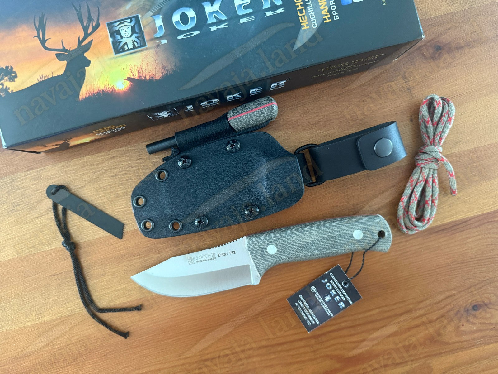 Joker Erizo TS2 Survival Knife 3.7” N695 Steel Blade Kydex Sheath & Fire Starter