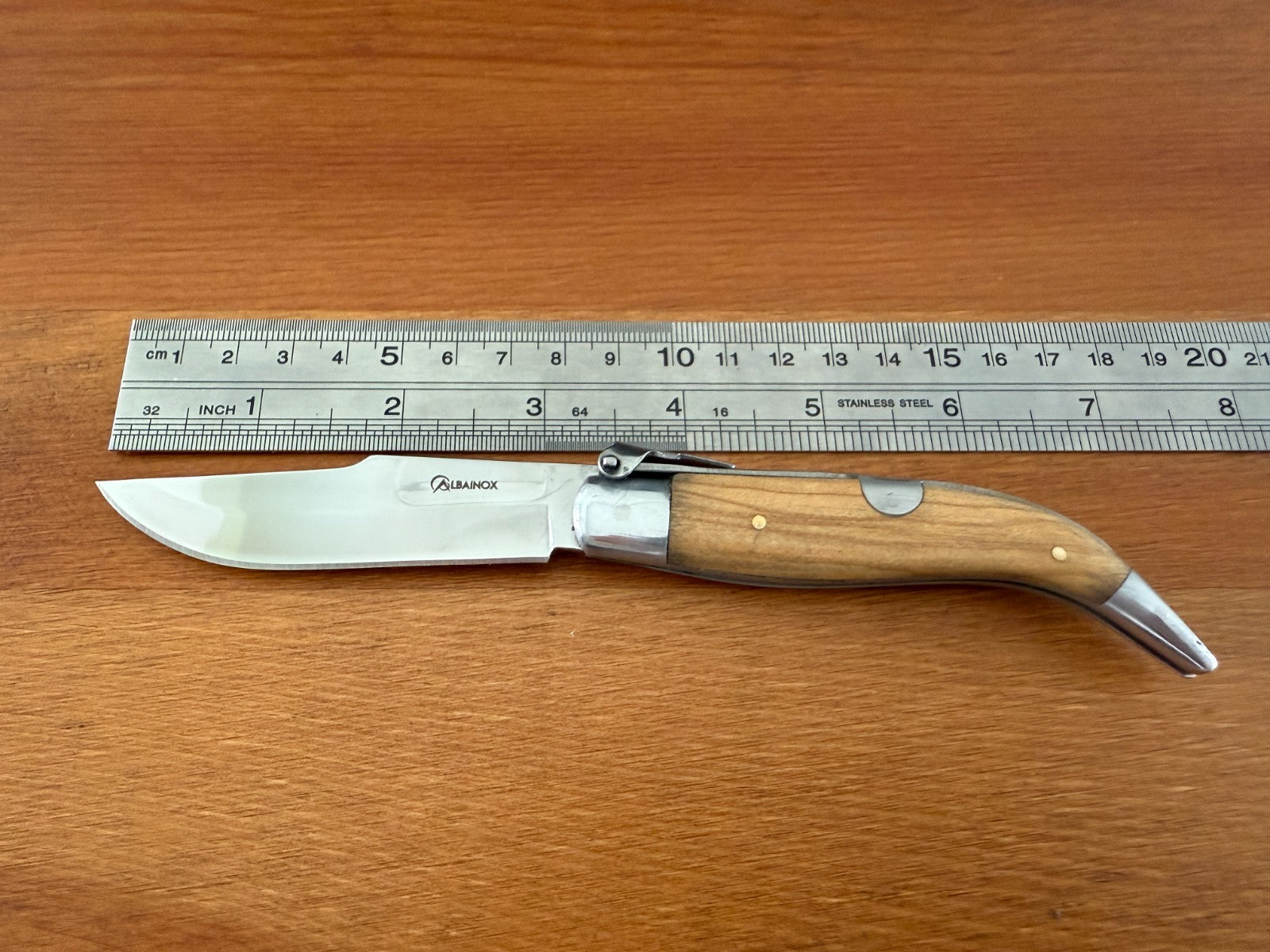 3.2" Spanish Navaja Teja Albacete Folding Pocket Knife Olive Wood Scales