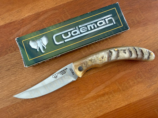 Cudeman Cazorla Folding Knife – 3.35 in Sandvik 12C27 Steel | Ram Horn Handle