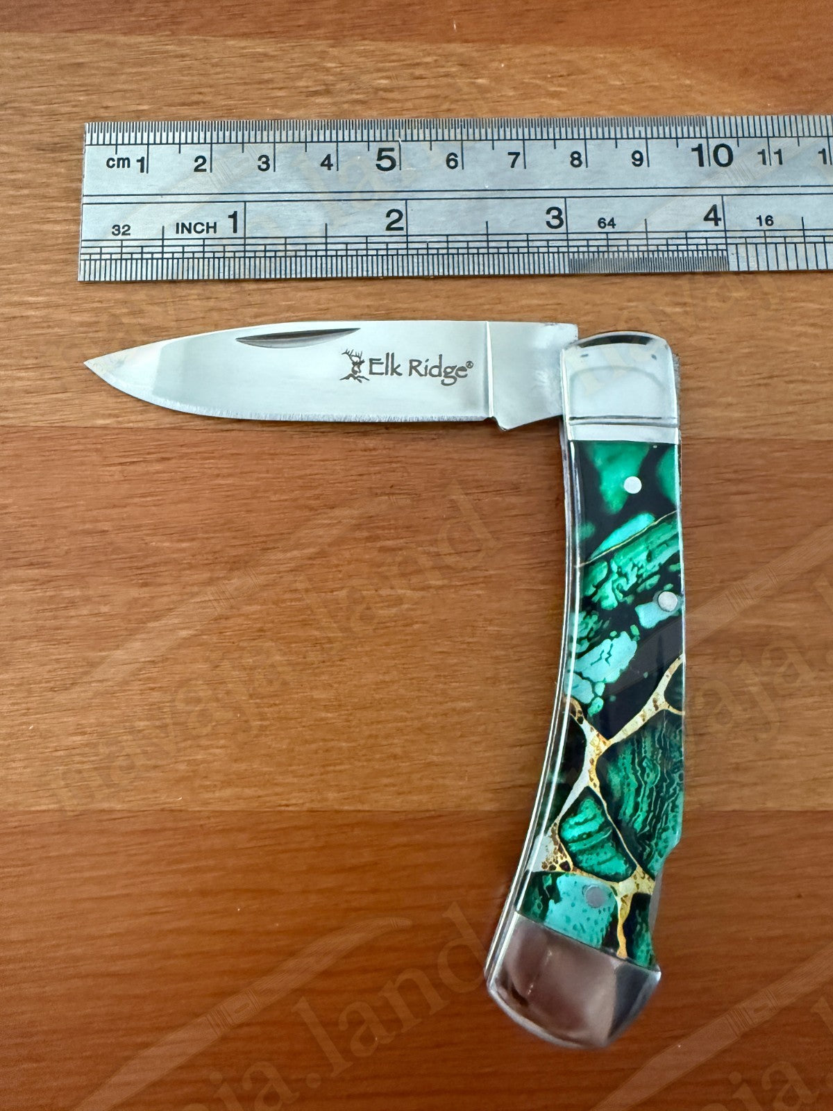 Elk Ridge Folding Knife 2.75" 3Cr13 Steel Blade Green Acrylic Handle Back Lock