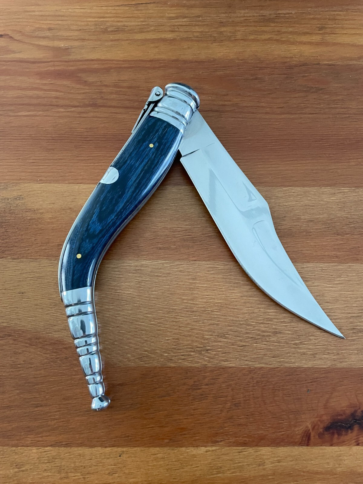6.5" Spanish Navaja Sevillana Pocket Knife Blue Stamina Scales with Ratchet