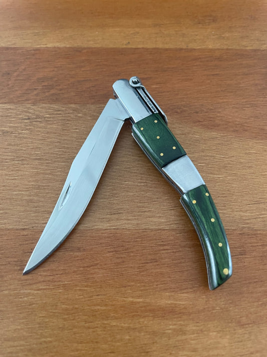 3.14" Arabian Folding Pocket Knife Green Wood Scales Navaja Handcrafted in Spain