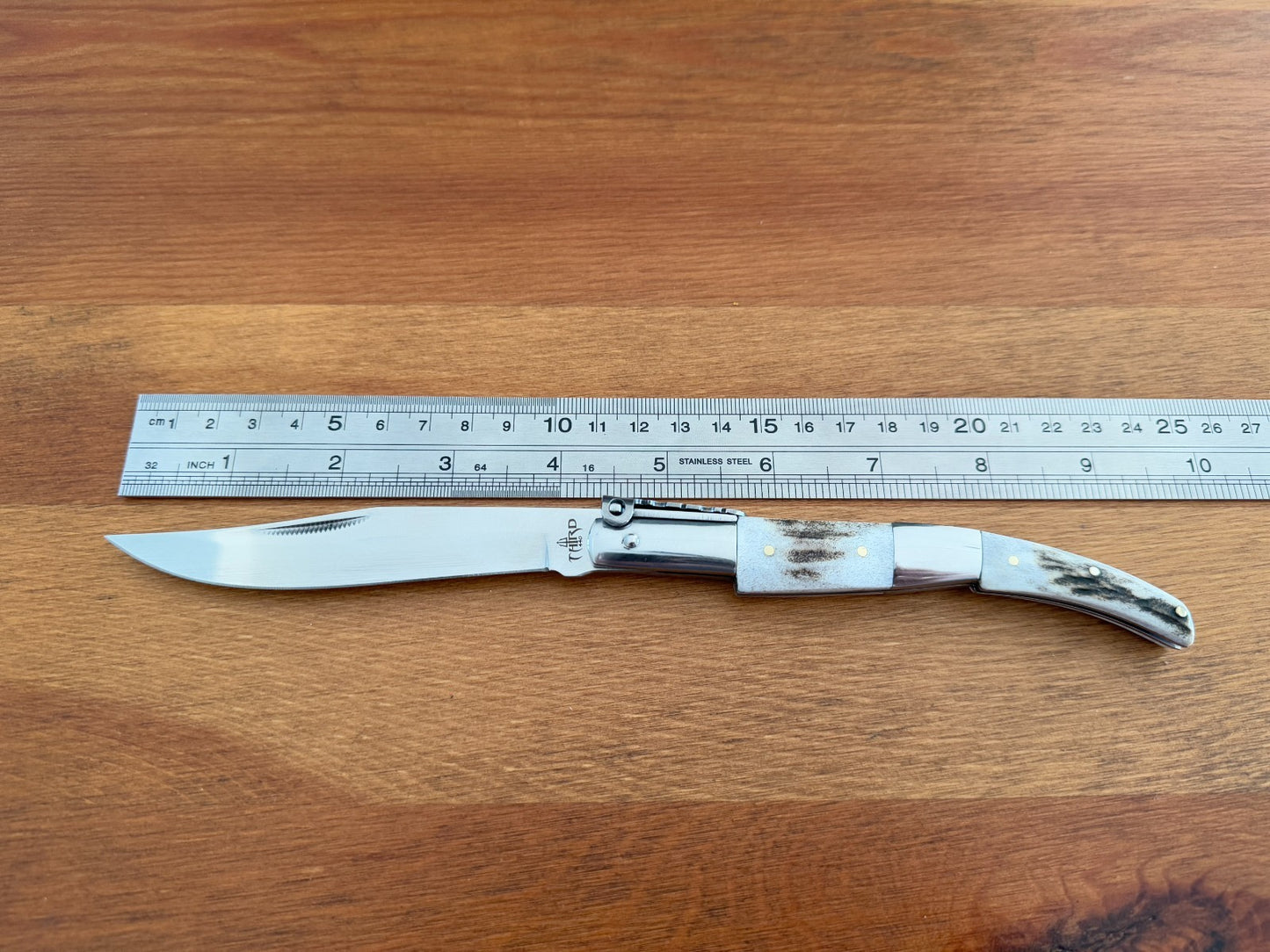 4.3" 420 Steel Arabian Style Spanish Navaja Ratchet Pocket Knife Staghorn Scales