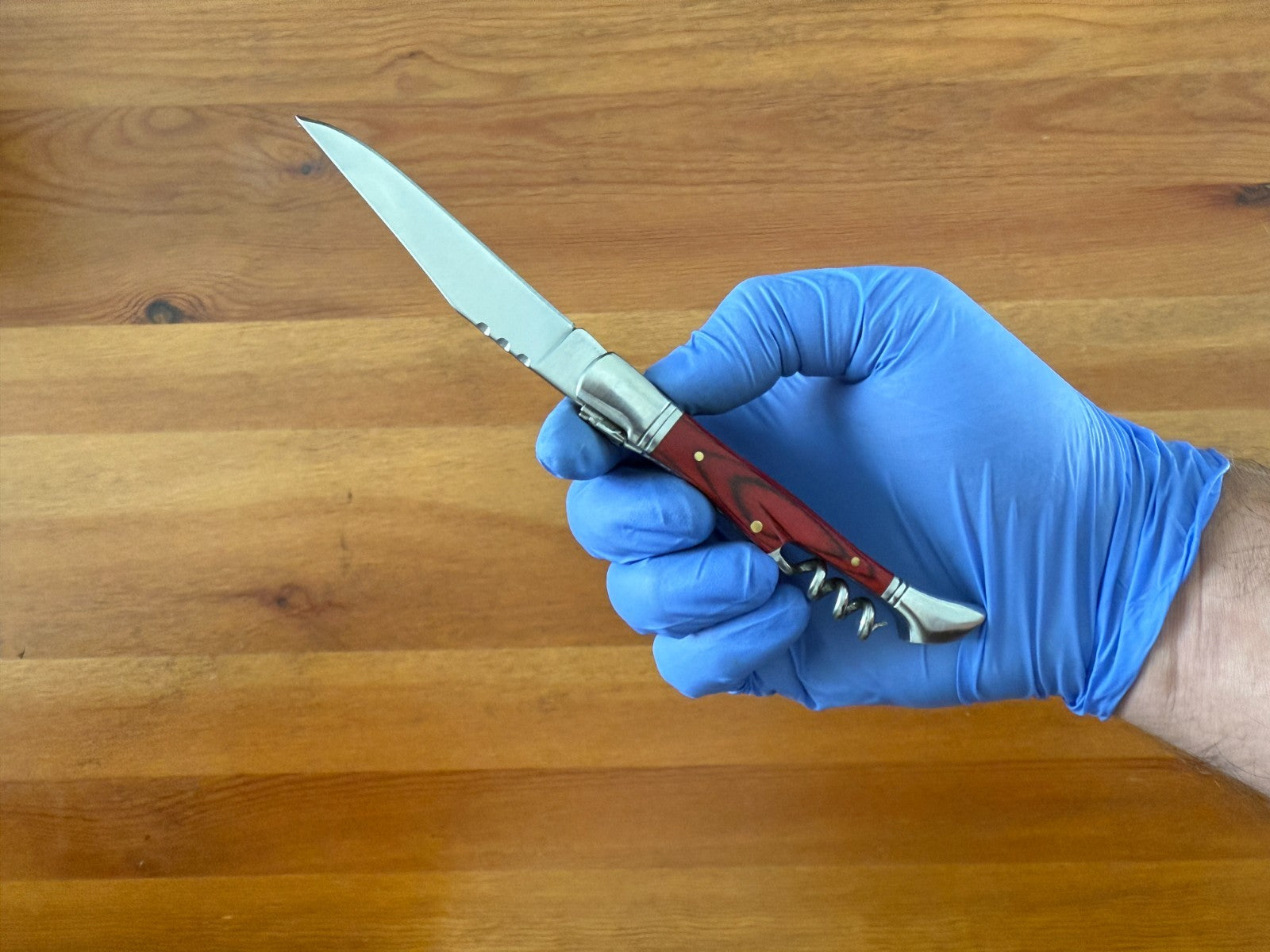 3.34” Stainless Steel Blade Navaja Laguiole Inox Pocket Knife Red Wood Scales