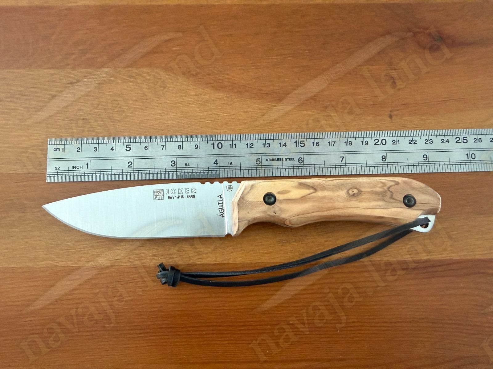Joker Aguila Bushcraft Knife 4.13” MOVA Blade Olive Wood Handle | Leather Sheath