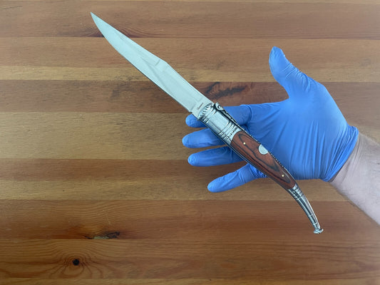 6” Spanish Navaja Serrana Folding Pocket Knife Red Stamina Wood Handle