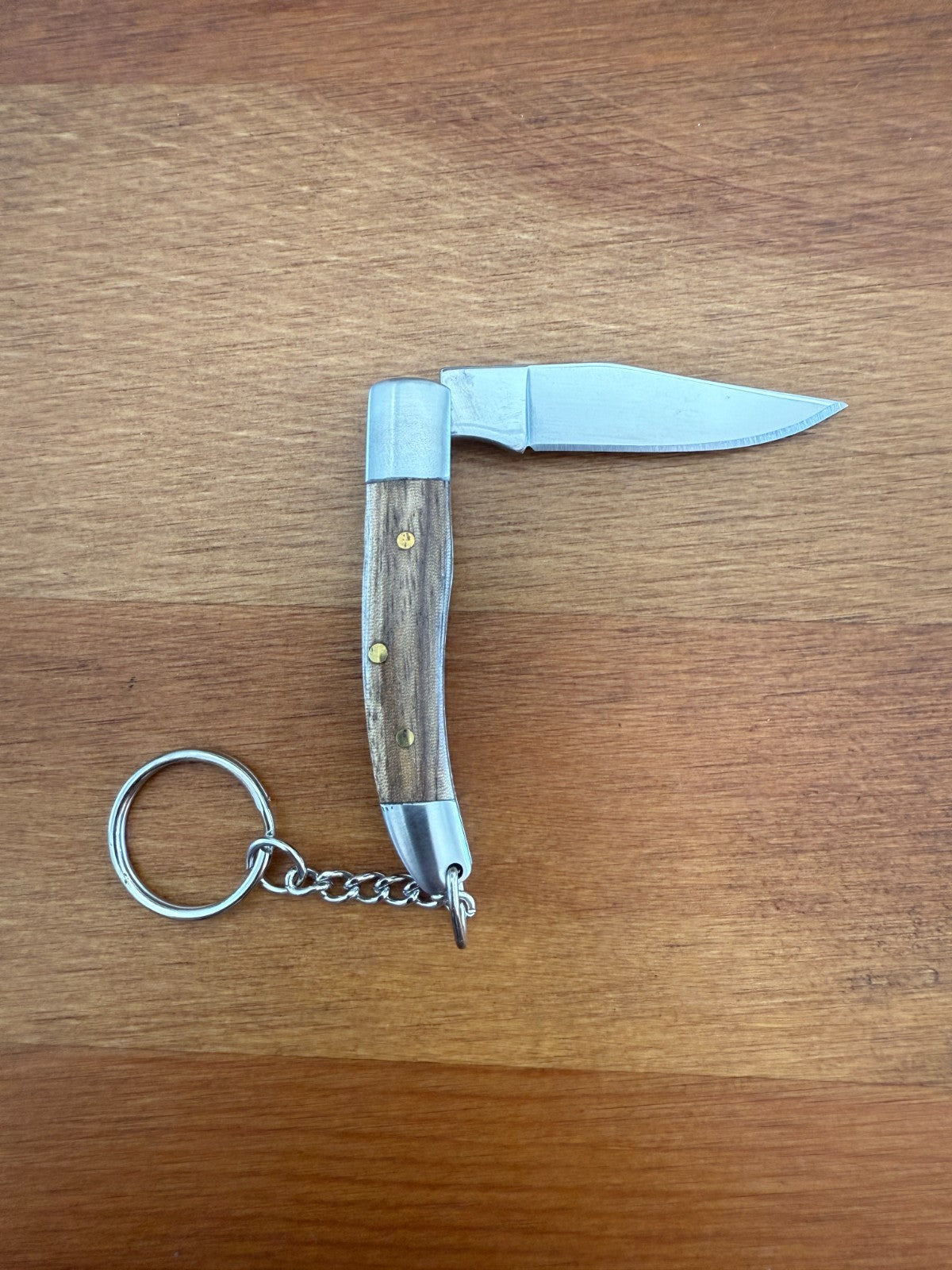Keychain Mini Navaja 1.8" Stainless Steel Blade Olive Wood Scales From Spain