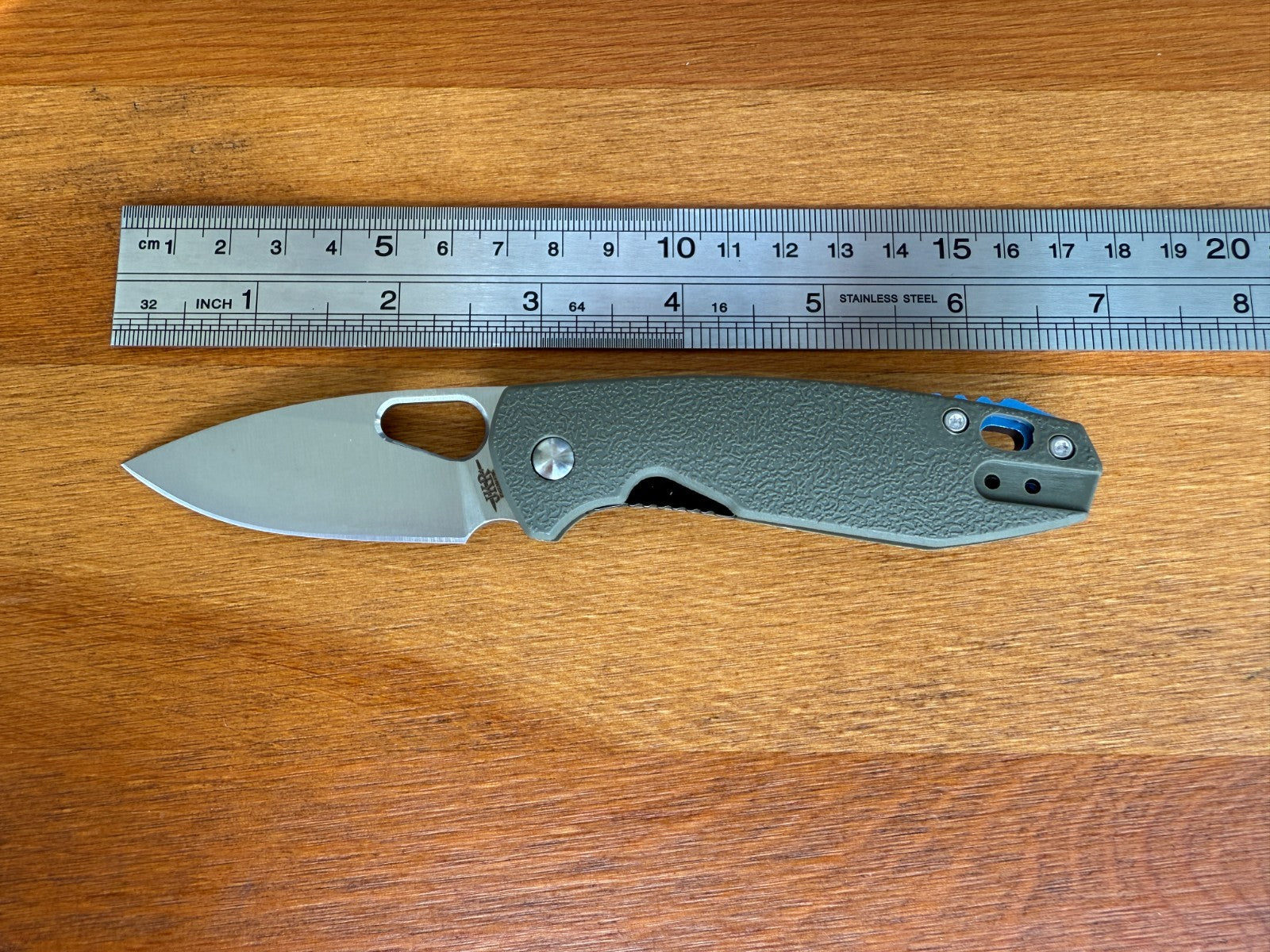 2.5" Stainless Steel Pocket Knife Fiberglass Handle Pocket Clip Green Spain
