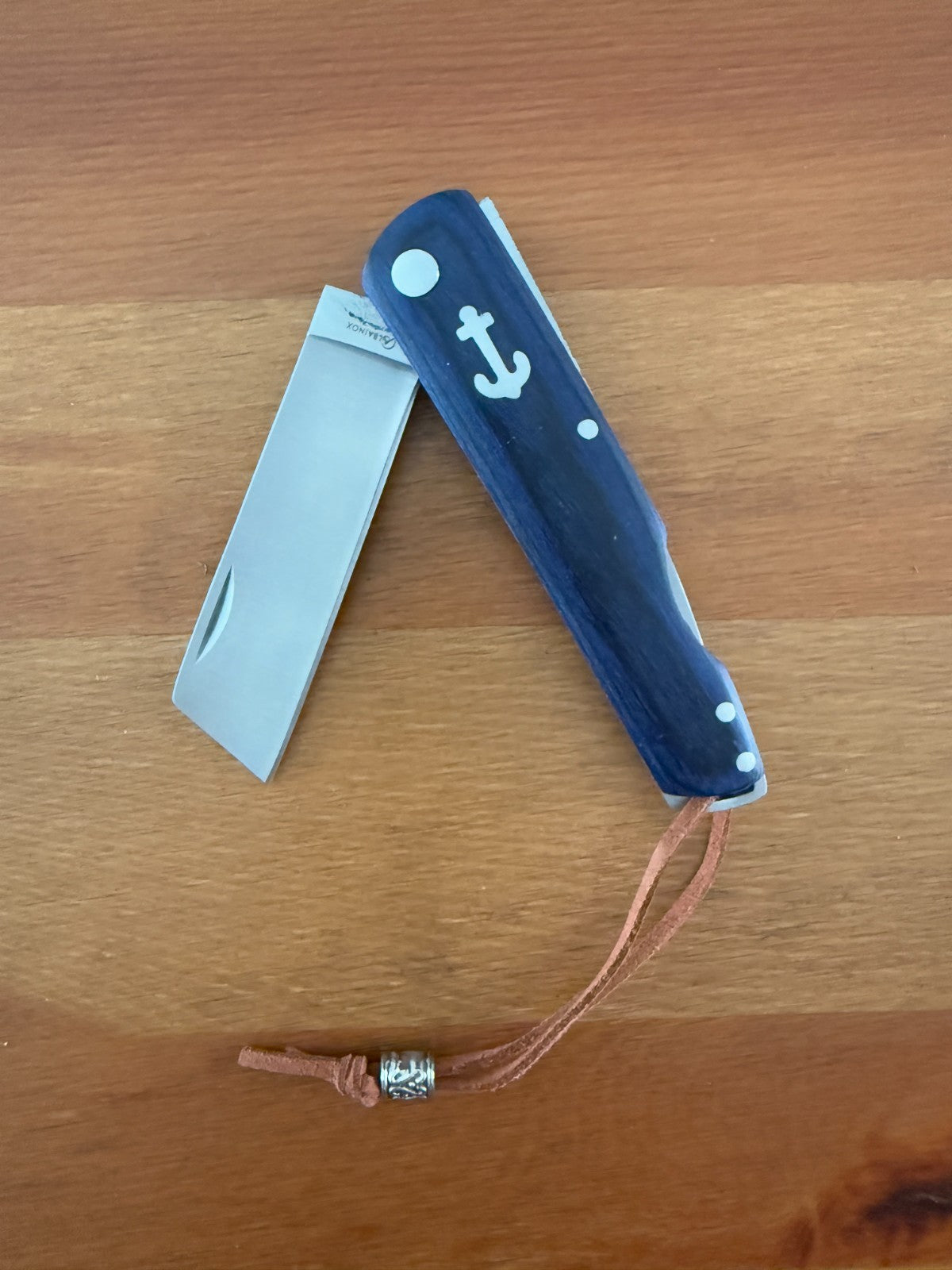 2.95" Cut Tip Navaja Pocket Knife Sailor / Marinera Blue Wood Handle Lockback