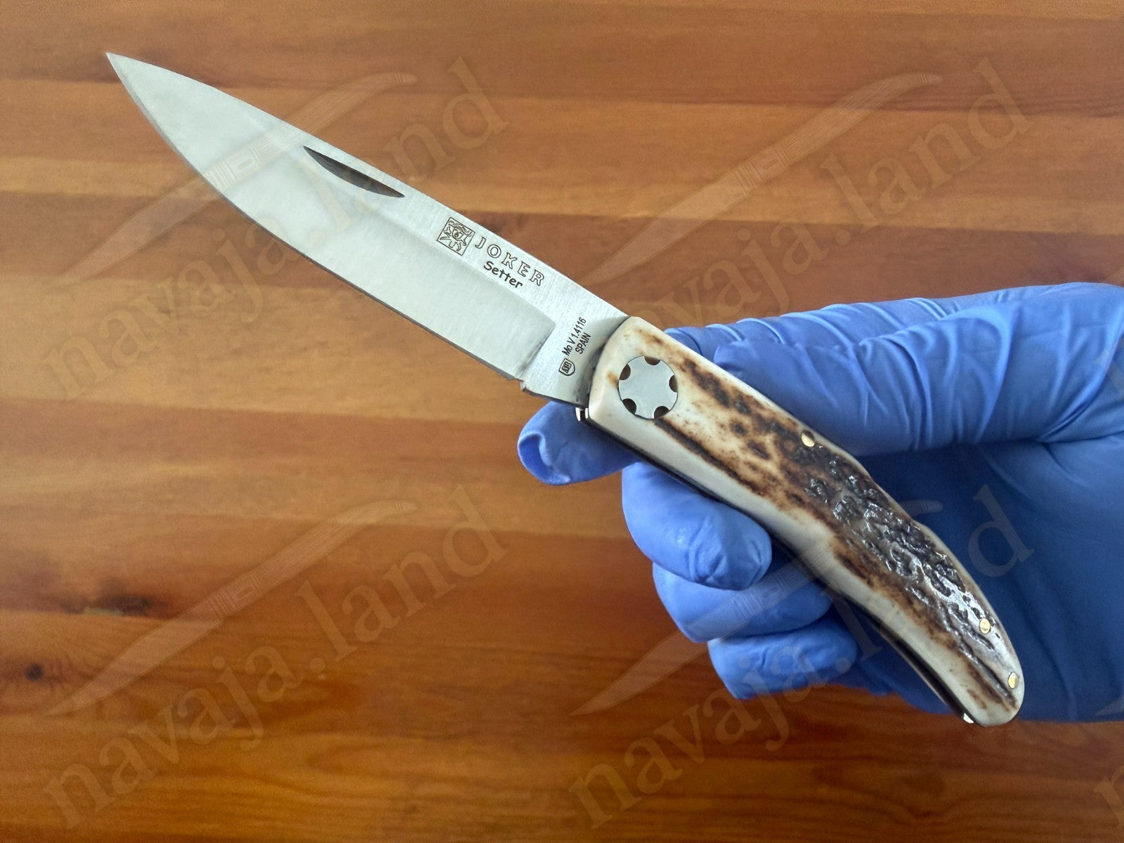 3.15” Joker Setter Bushcraft Folding Knife (Stag Horn Handle) Handmade Spain