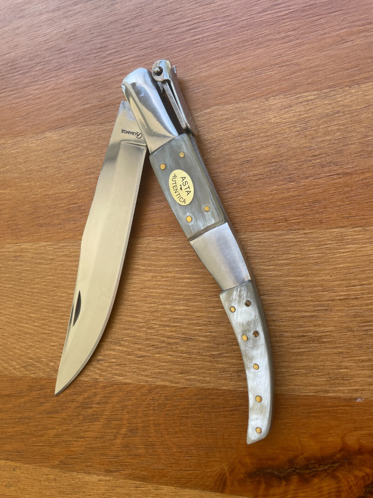 5.11" Arabian Style Navaja Folding Knife Bull Horn Scales w/ Ratchet From Spain