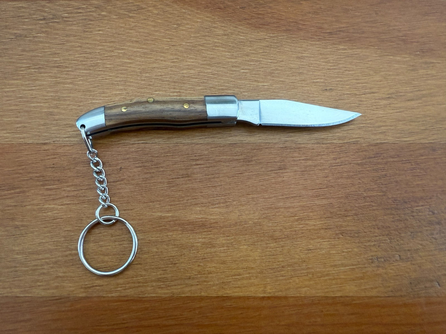 Keychain Mini Navaja 1.8" Stainless Steel Blade Olive Wood Scales From Spain