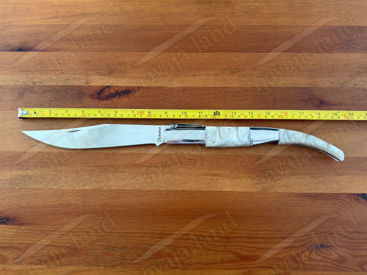 8.5" Long Blade Arabian Style Navaja Folding Knife Mother Pearl Scales - Spain