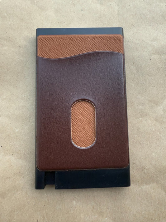 Captain America Pop Up Wallet Brown Leather Credit Card Holder and Cash Aluminum