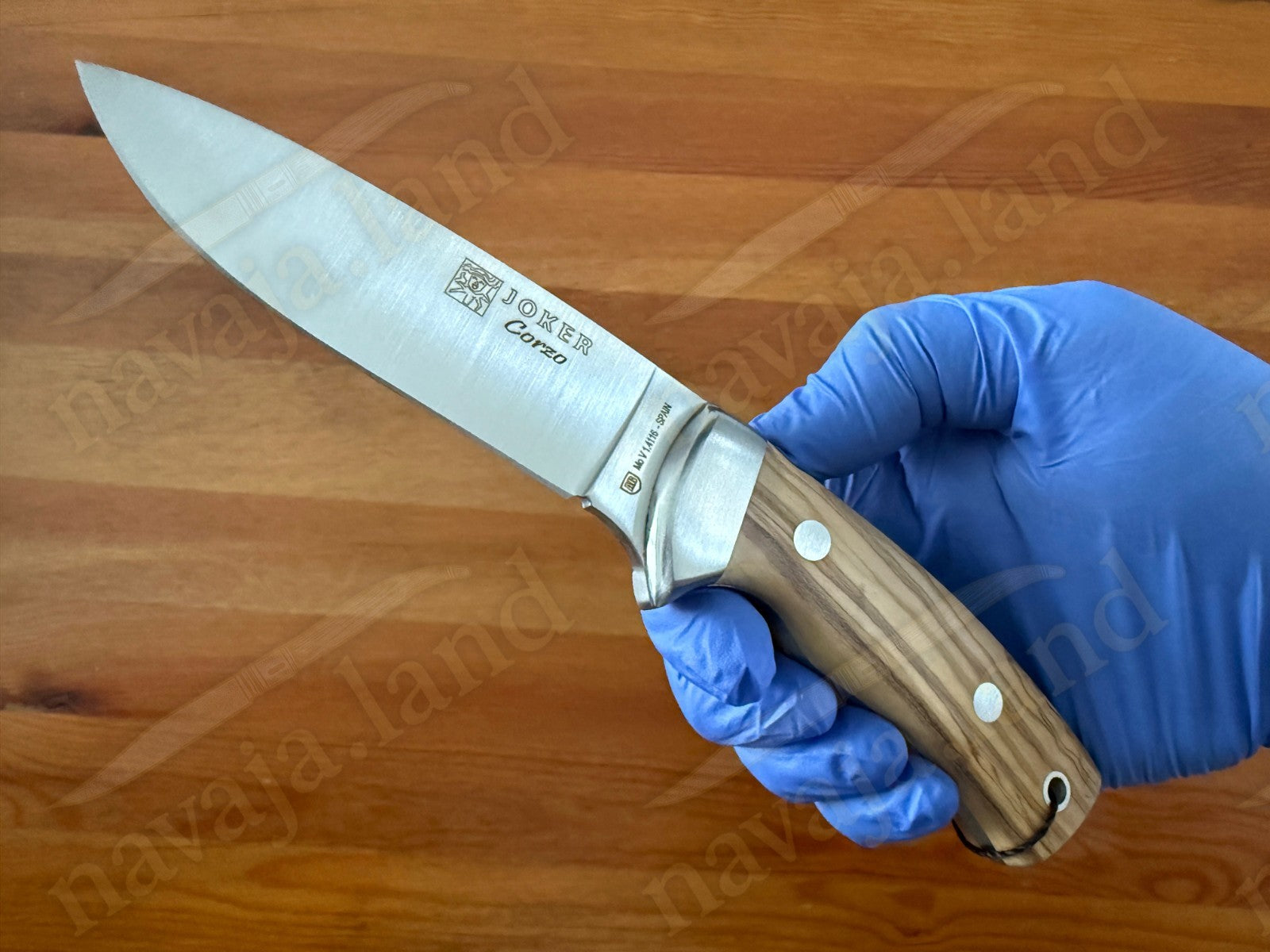 Joker Corzo Hunting Knife 3.93” MOVA Blade | Olive Wood Handle | Leather Sheath