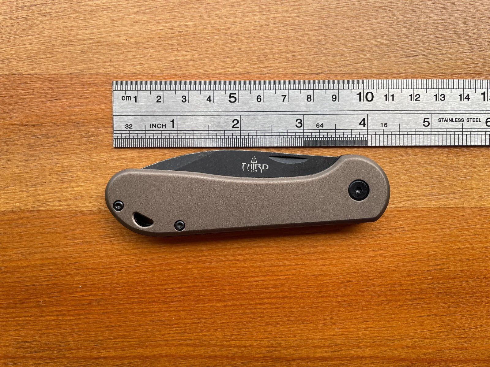 3" 420 Steel Blade Finished in Stone Brown Aluminum Handle Liner Lock From Spain