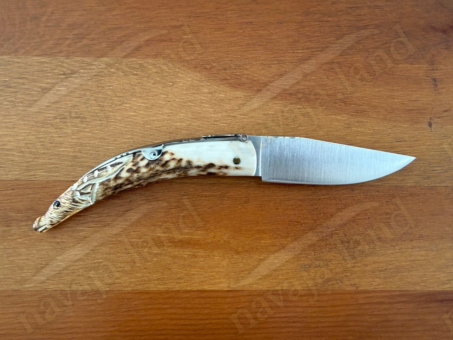 Joker Macho Montés Folding Knife – Hand Carved Deer Antler | 3.3" MOVA Steel