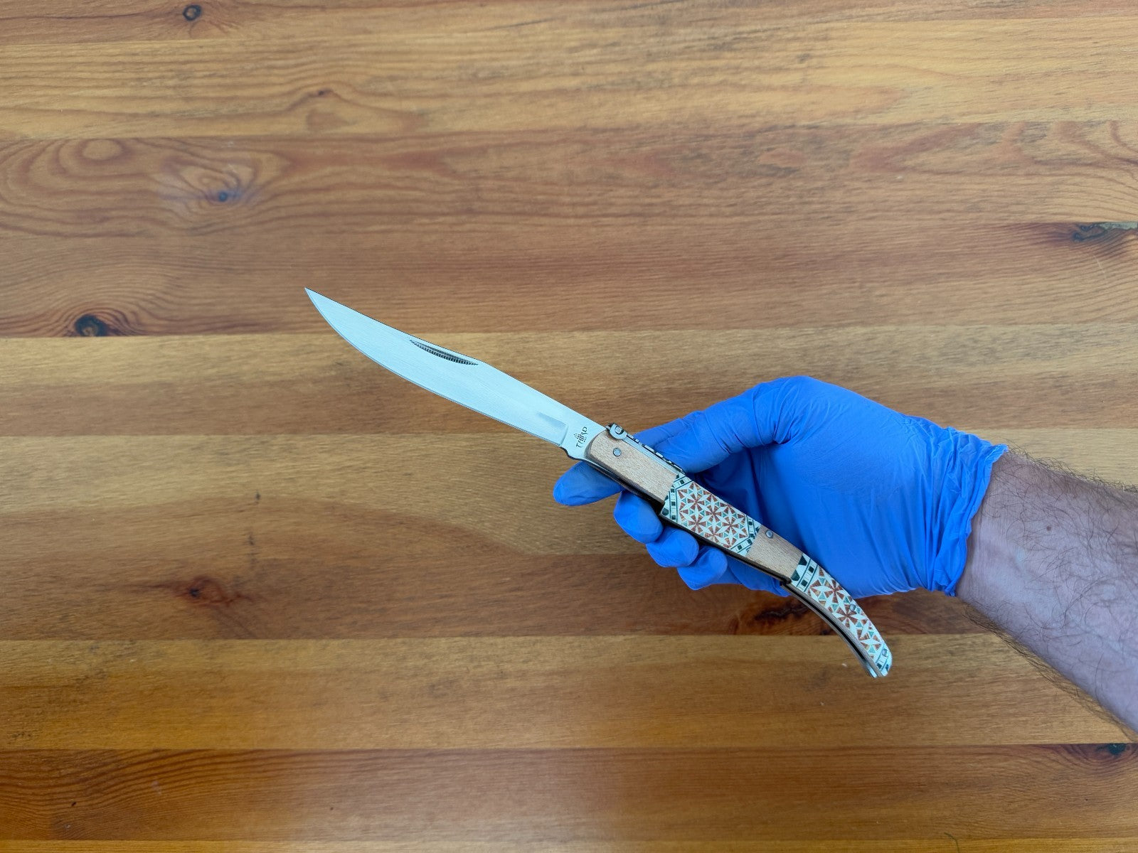 5" Arabian Style Spanish Navaja with Ratchet Pocket Knife Maple Wood Handle