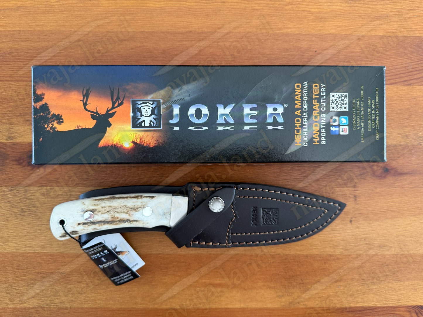 Joker Gamo Hunting Knife 5.12" Blade Stag Horn Handle w/Sheath Handmade Spain