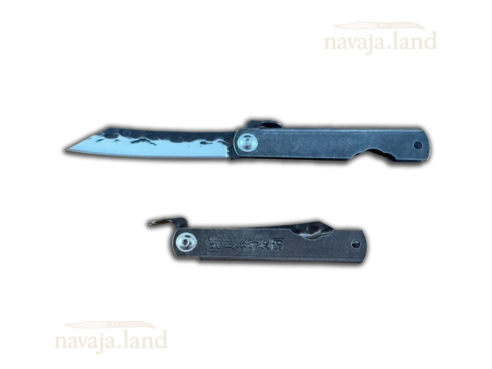 3" Navaja Higonokami Pocket Knife Steel Tanto Blade Stonewashed Handle & Sheath
