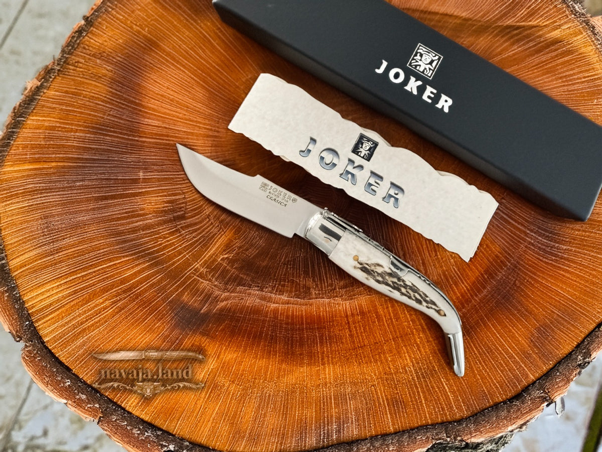 3.2” Joker Clasica Folding Knife Stag Horn Handle MOVA 1.4116 Stainless Steel