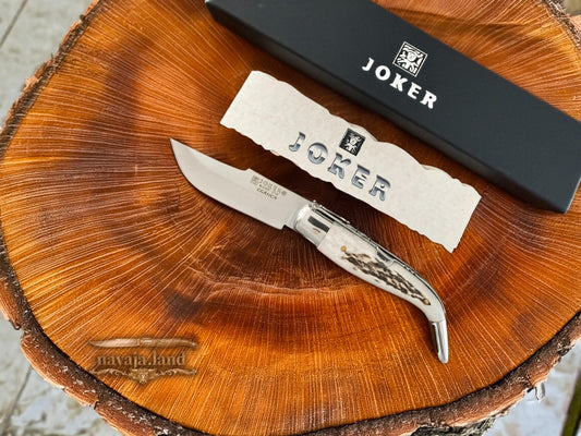 3.2” Joker Clasica Folding Knife Stag Horn Handle MOVA 1.4116 Stainless Steel