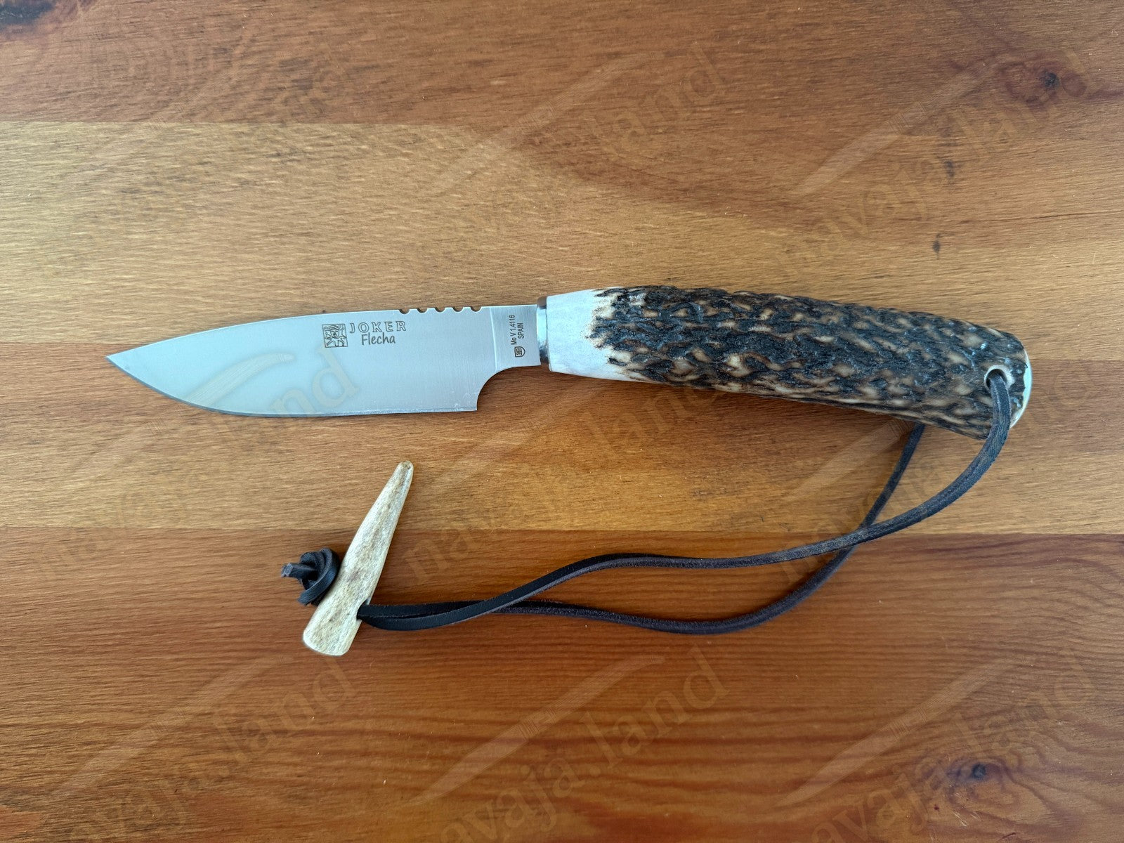 Joker Flecha Hunting Knife 4.92” MOVA Blade | Deer Horn Handle | Leather Sheath