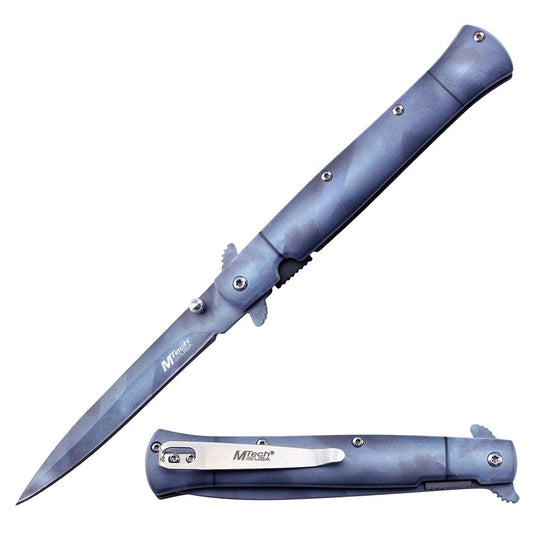 MTech 4" Embossed Finish Blade Spring Assisted Pocket Knife Aluminum Handle