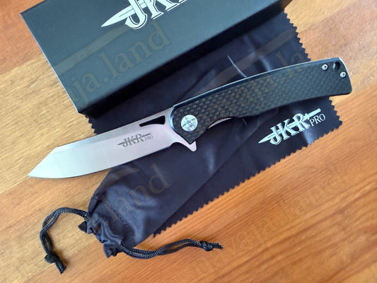 Folding Knife Carbon Fiber & G10 Handle - D2 Steel - 3.5" Blade Presentation Box