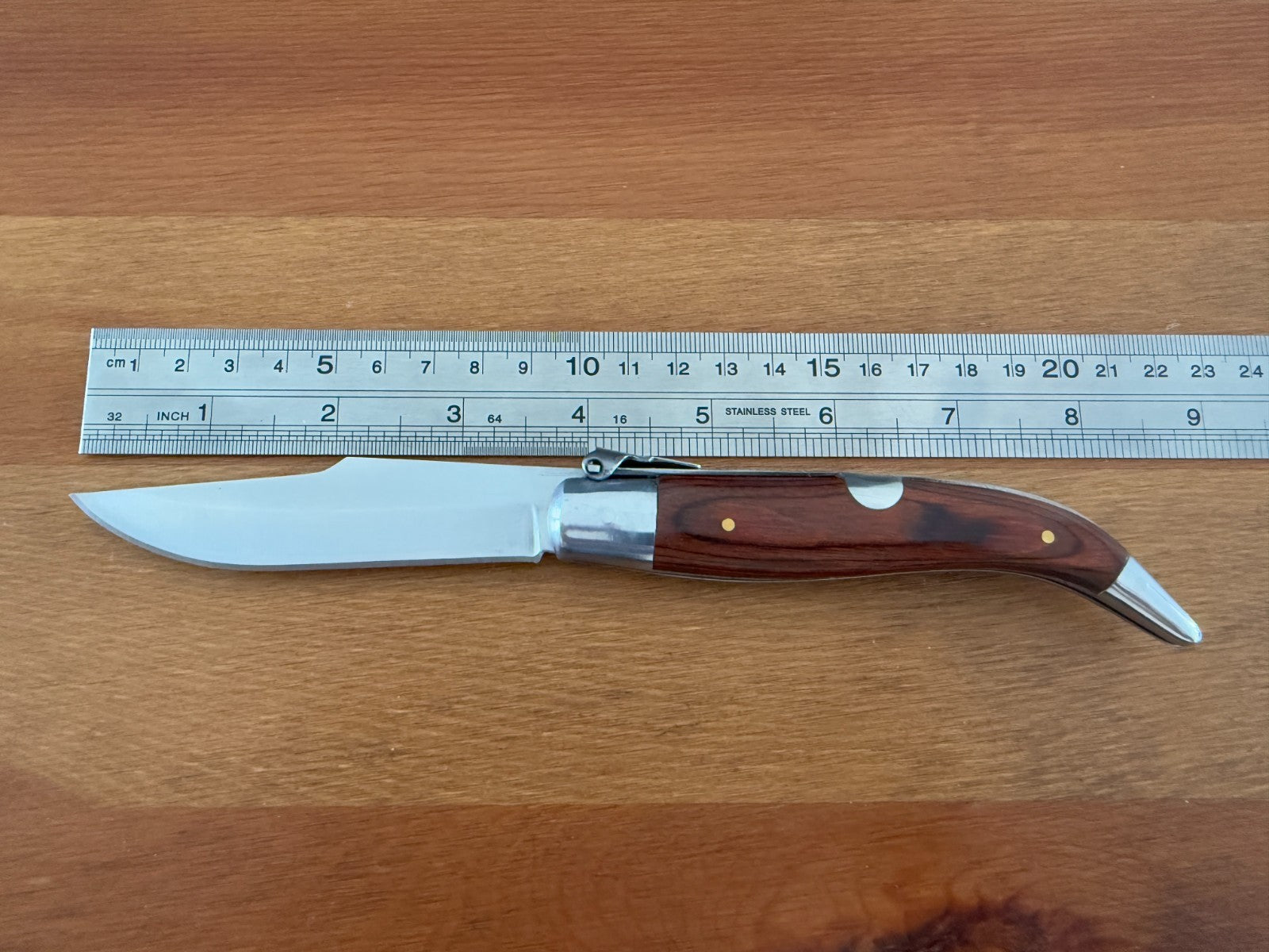 3.9" Spanish Navaja Teja Albacete Pocket Knife Red Wood Scales From Spain