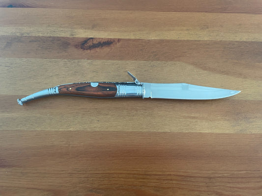 6” Spanish Navaja Serrana Folding Pocket Knife Red Stamina Wood Handle