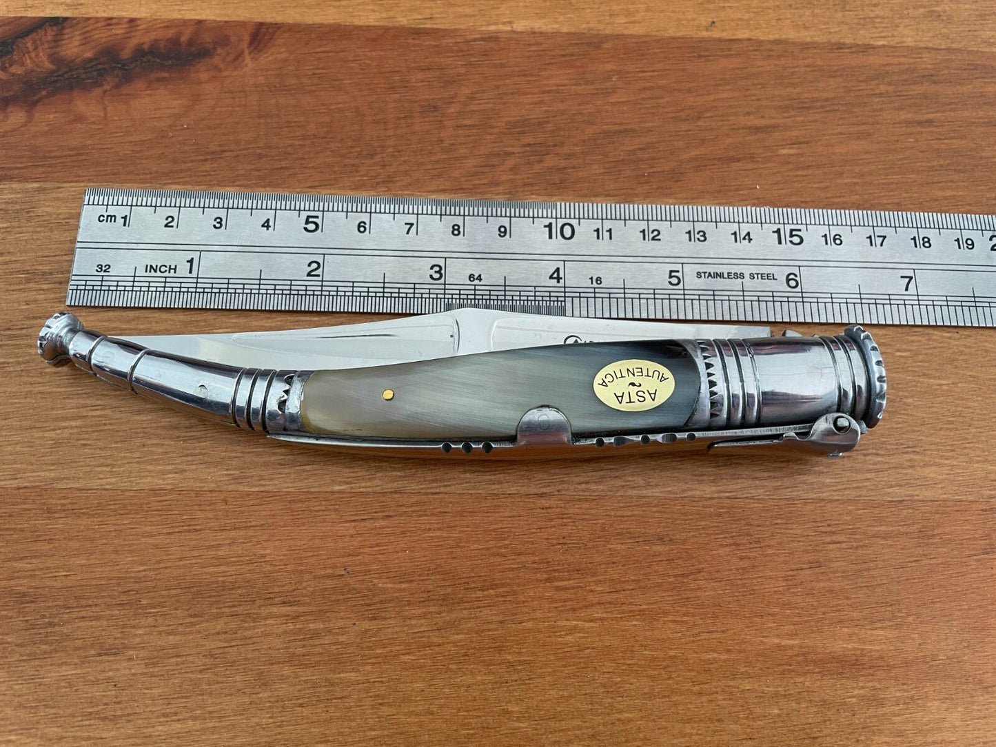 5” Spanish Navaja Serrana Folding Pocket Knife Real Bullhorn Handle US Seller
