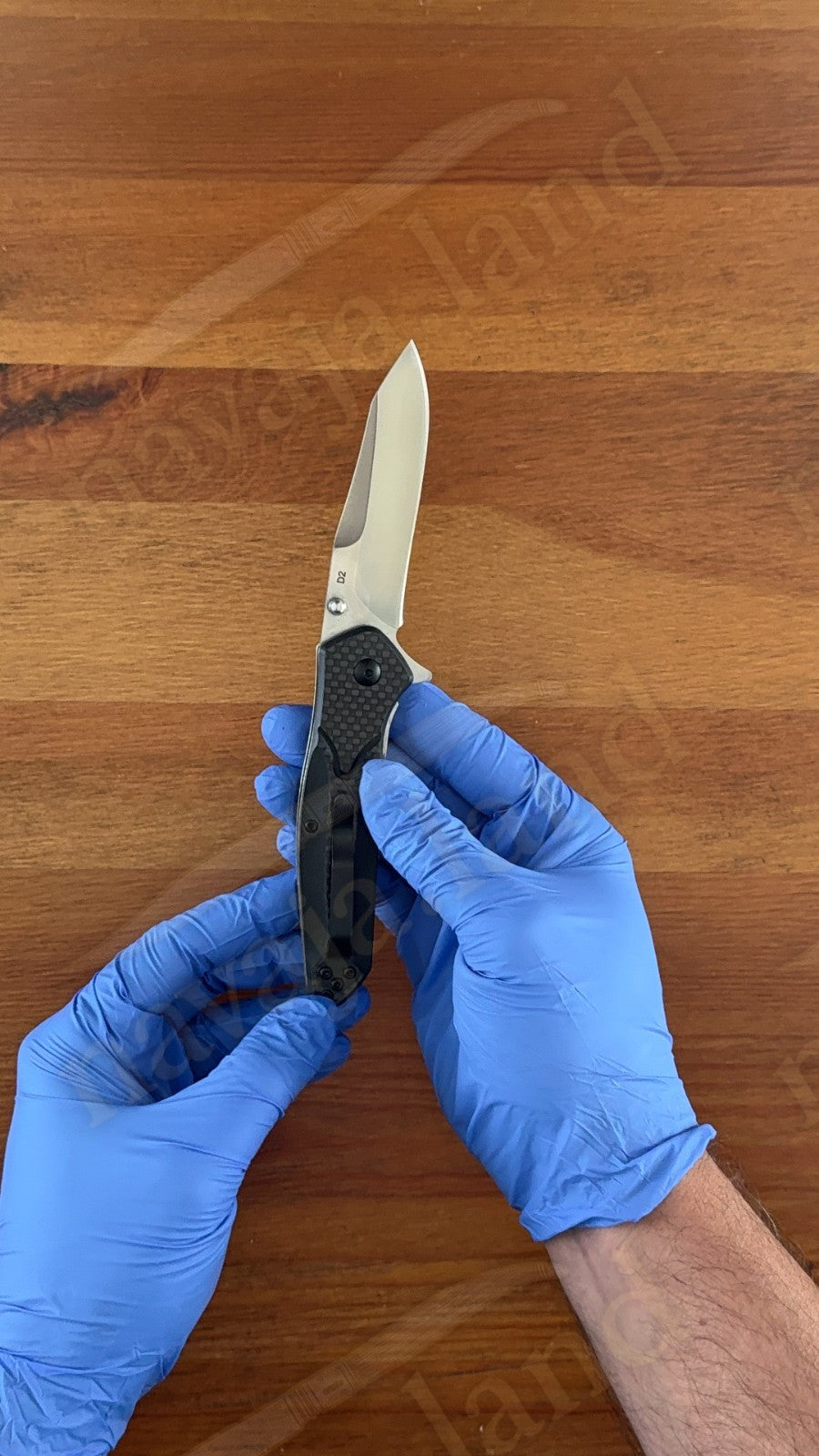 Folding Knife Carbon Fiber & G10 Handle - D2 Steel - 3.3" Reverse Tanto Blade