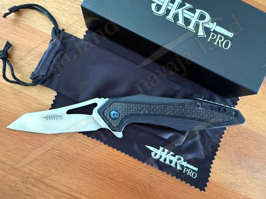 Folding Knife Carbon Fiber & G10 Handle - D2 Steel - 3.1" Blade Presentation Box