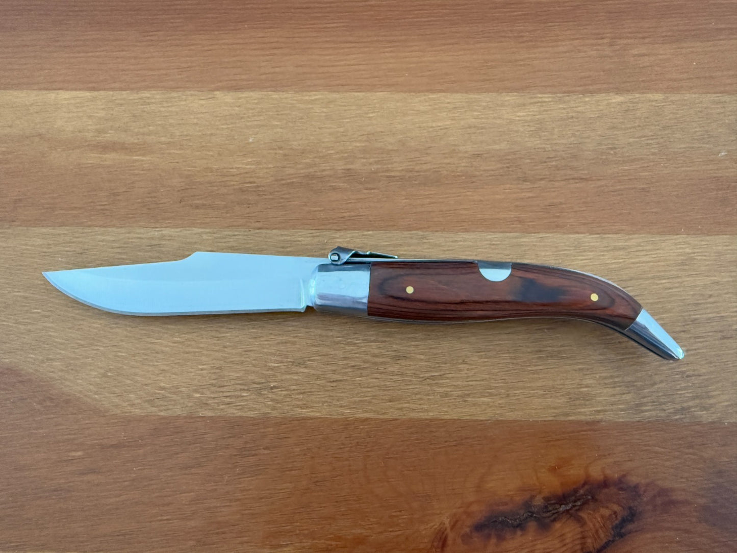 3.9" Spanish Navaja Teja Albacete Pocket Knife Red Wood Scales From Spain