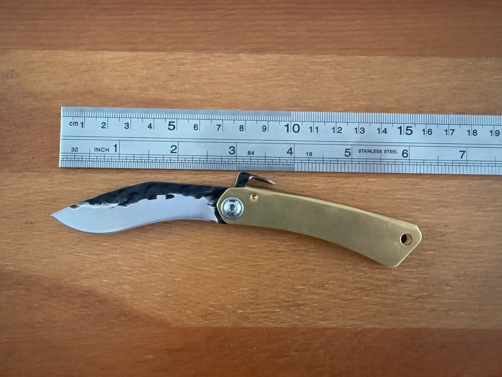 2.75" Falcata Blade Navaja Higonokami Pocket Knife Brass Handle with Sheath