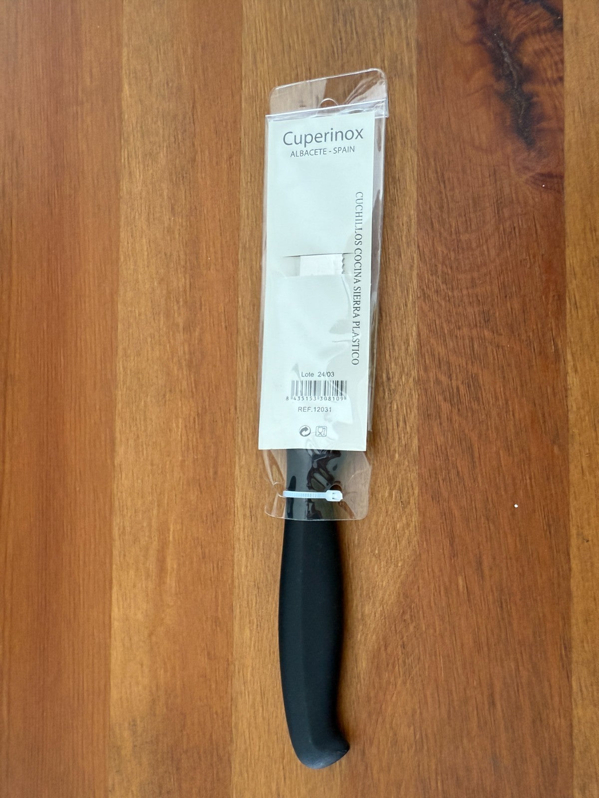 Cuperinox Kitchen Knife 4 in Serrated Blade with Plastic Handle From Spain