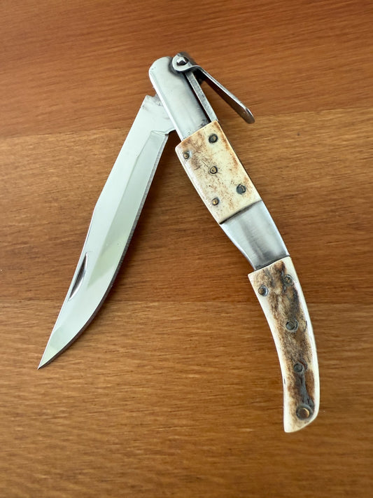 3.34" Arabian Folding Pocket Knife Deer Antler Scales w/ Ratchet Made in Spain