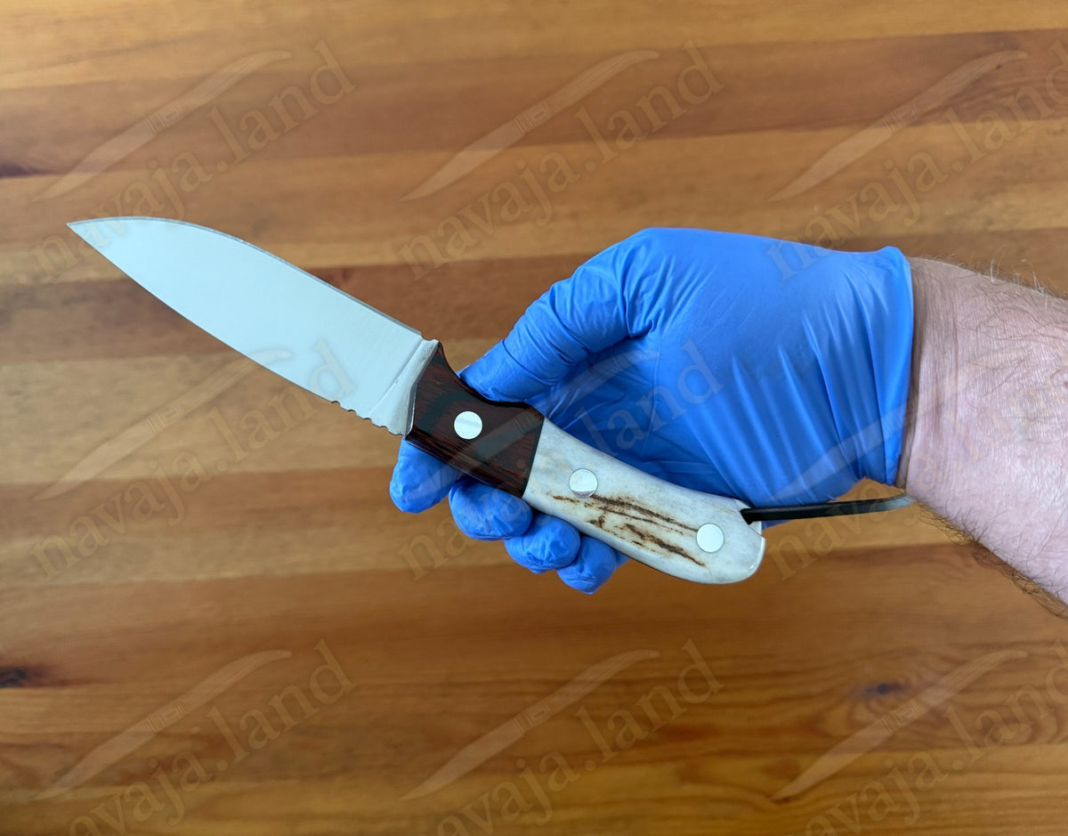 Joker Aguila Bushcraft Knife 3.34” MOVA Blade Deer Horn & Rosewood Handle