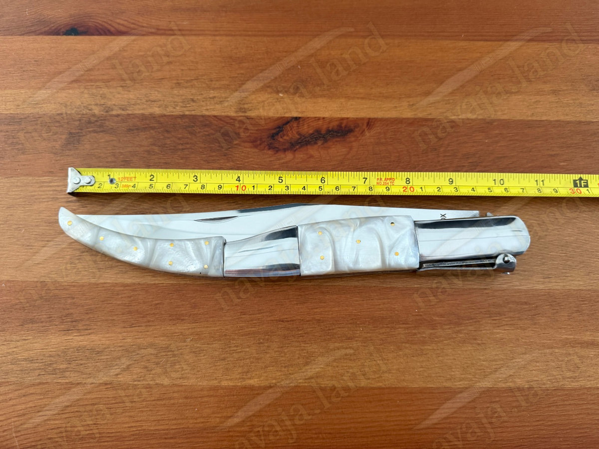 8.5" Long Blade Arabian Style Navaja Folding Knife Mother Pearl Scales - Spain