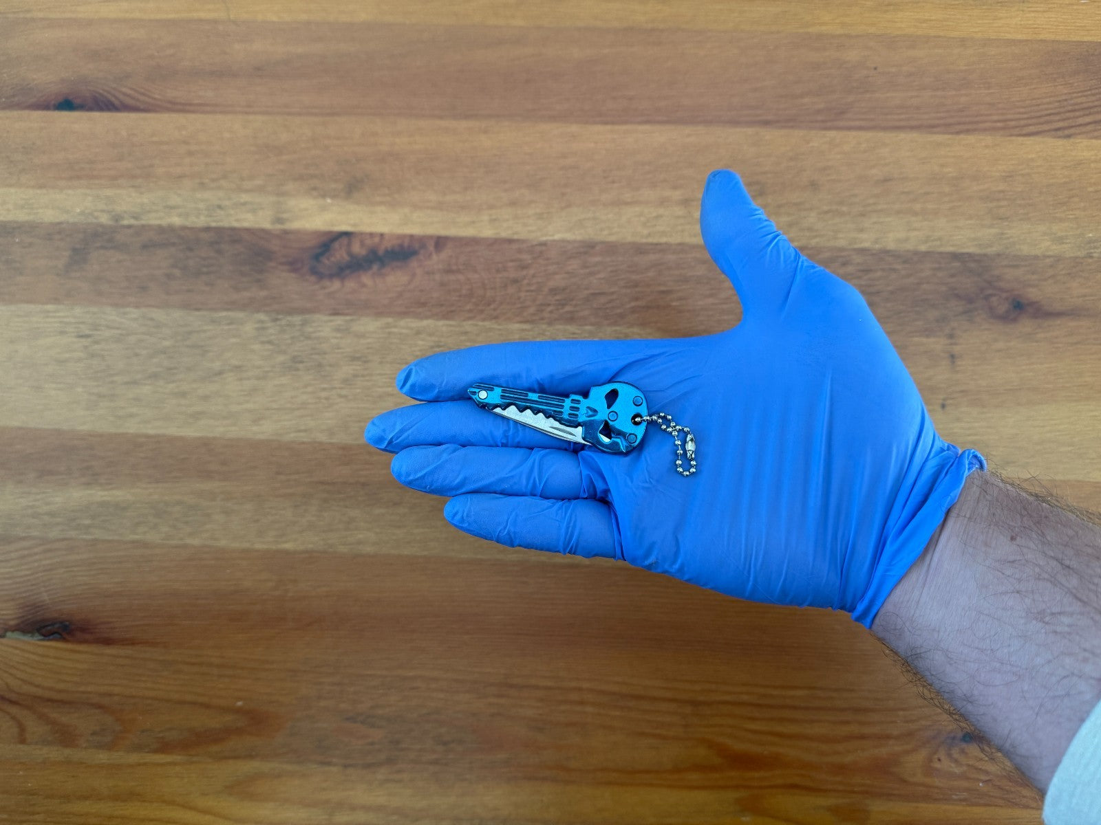 Titanium Blue Finish Skull Key Ring Knife 1.8-in Blade With Bottle Opener  Spain