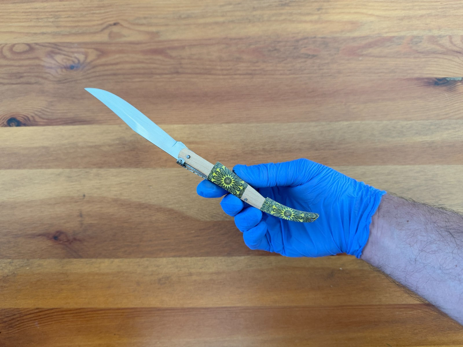 4.3" Arabian Style Spanish Navaja with Ratchet Pocket Knife Maple Wood Handle