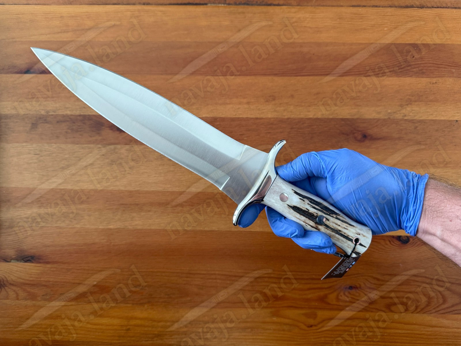 Joker Rehalero Hunting Knife 9.44” MOVA Blade Deer Horn Handle Leather Sheath
