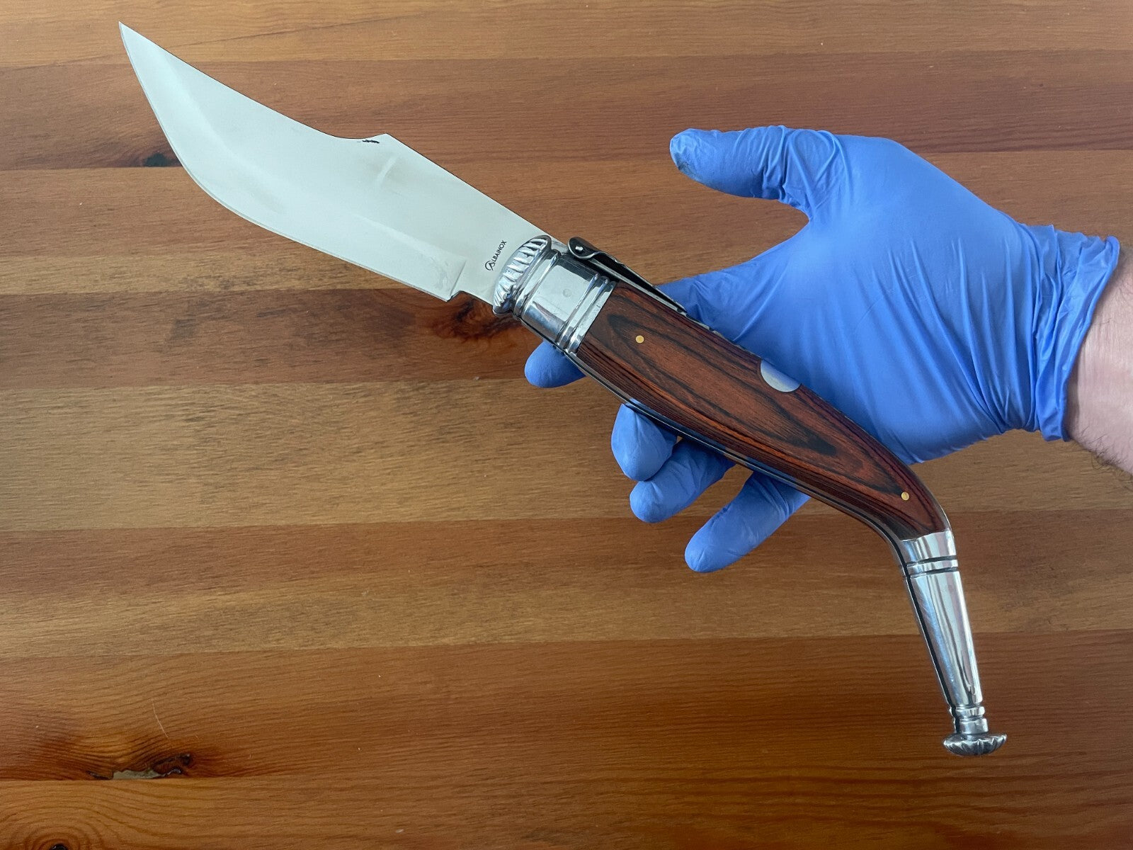6.5” Spanish Navaja Jerezana Folding Knife Red Stamina Wood Scales Wit ...