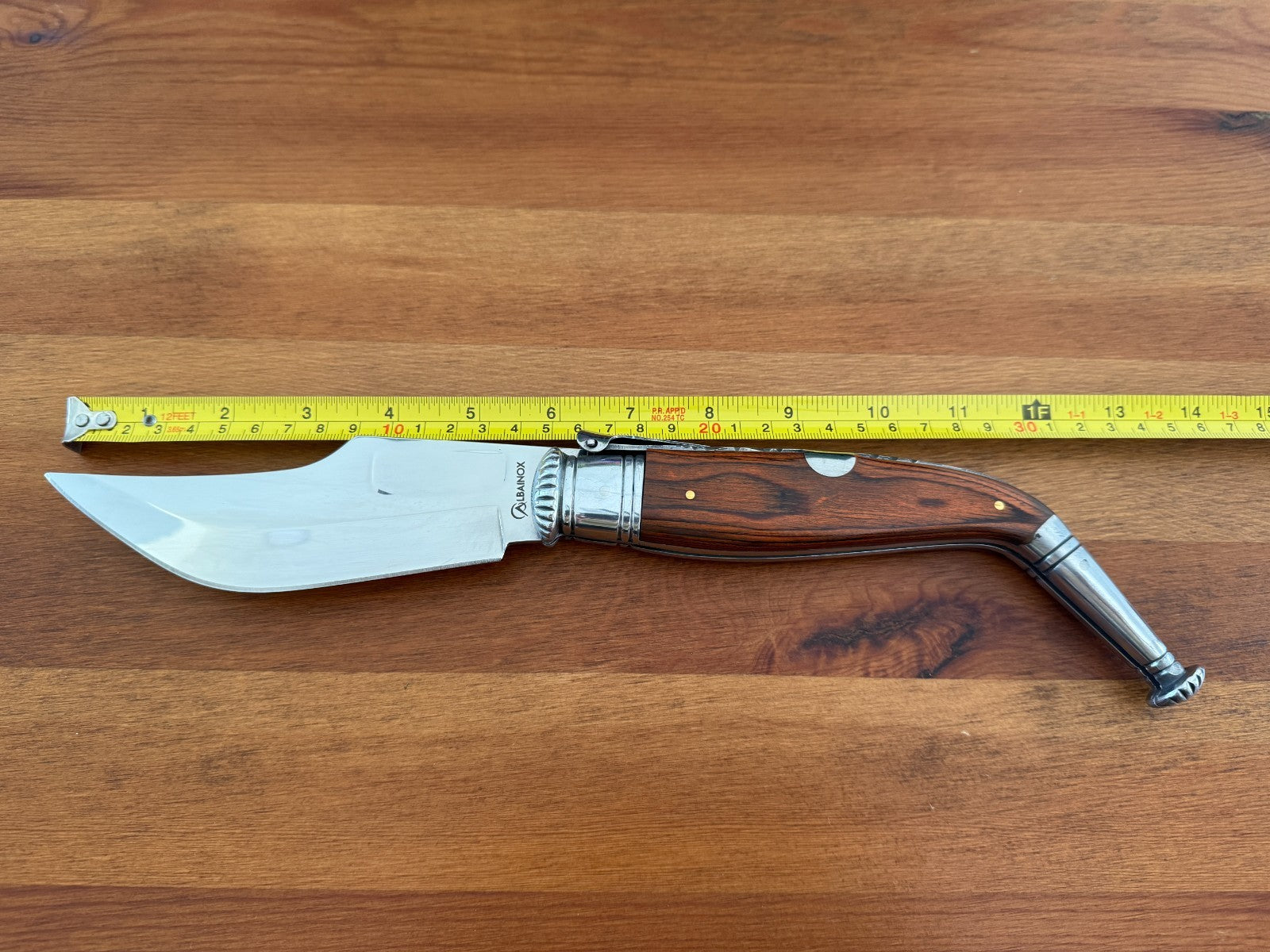 5.7” Spanish Navaja Jerezana Folding Knife Red Stamina Wood Scales With Ratchet